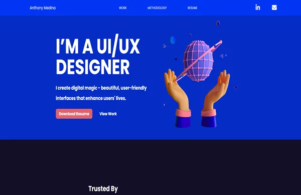 Anthony Medina personal portfolio website UI